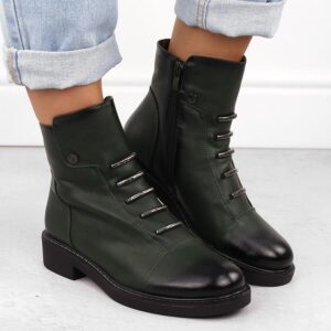 Botki damskie ocieplane zielone Jezzi ASA252-5