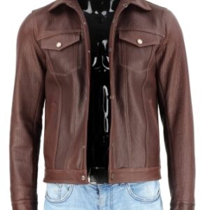 KTM126 - Brązowa katana skórzana męska ze skóry PREMIUM DORJAN