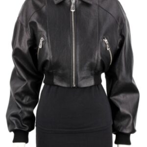 OTI951 - Kurtka skórzana damska ze ściągaczami w luźnym kroju DORJAN