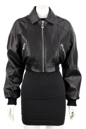 7254afa44bb074569b6846cb4899e81437d8466c OTI951 - Kurtka skórzana damska ze ściągaczami w luźnym kroju DORJAN