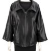 AID450 - Damska kurtka skórzana oversize z czarnej skóry naturalnej DORJAN