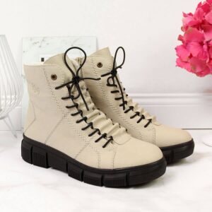 Botki komfortowe damskie ocieplane beżowe Rieker X3428-60