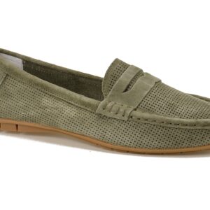 Zielone ażurowe skórzane mokasyny damskie Goodin WN-4703