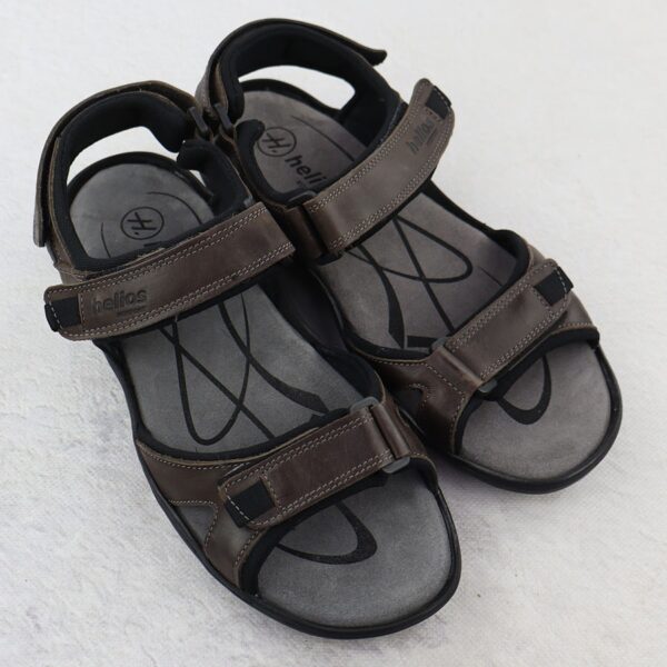 Sandały męskie skórzane na rzepy brązowe Helios 854