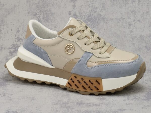 8c3e5f2ff06db66b366e90cbd2a7627344308a74 Beżowe skórzane sneakersy damskie Filippo DP6733