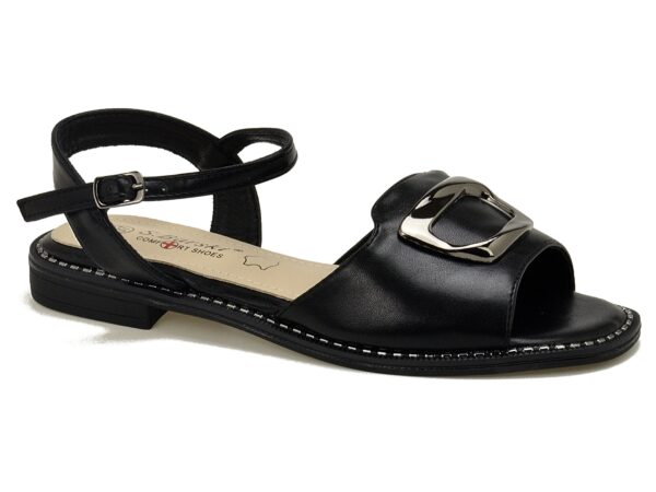 Czarne płaskie sandały damskie S.Barski KV51-019