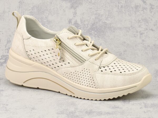 Beżowe skórzane ażurowe półbuty Vinceza 88025