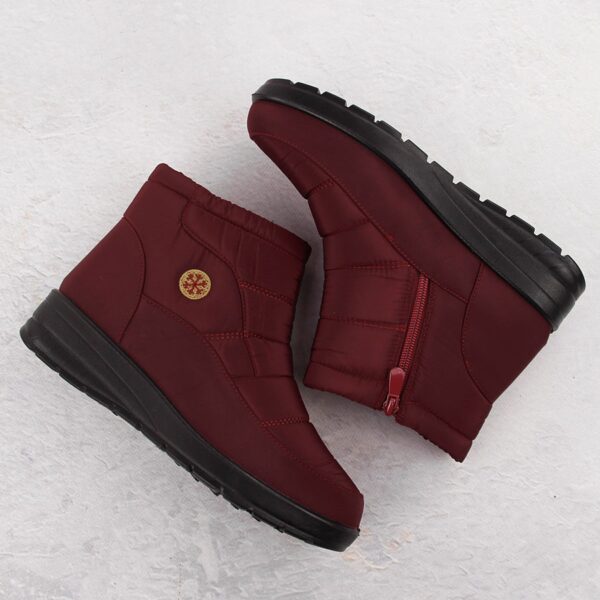 Botki śniegowce damskie na koturnie bordowe News 5029