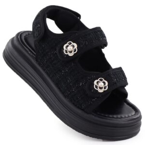 Sandały damskie na platformie czarne Potocki PY16337