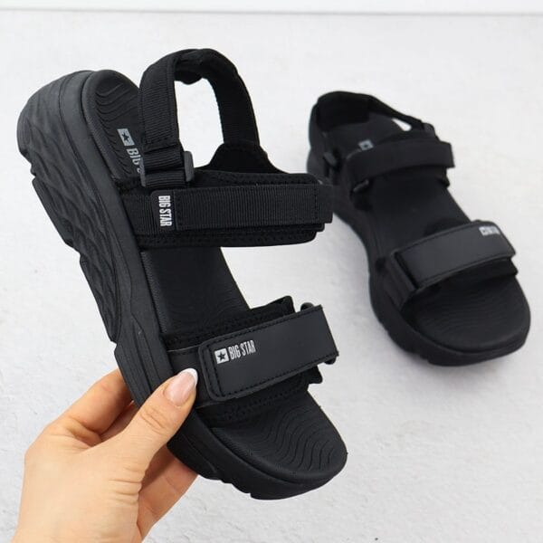 8eb60899cf10eda86512ff93670cec6a05f30a02 Sandały sportowe damskie na rzep czarne Big Star RR274A077