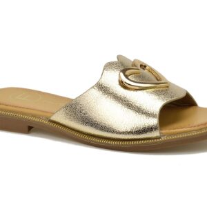 Złote klapki damskie na płaskim obcasie Filippo DK6909