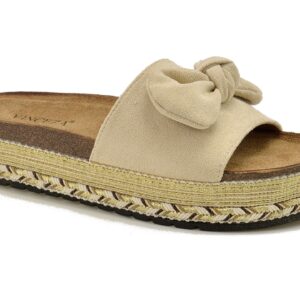 Beżowe klapki damskie na platformie Vinceza 16495