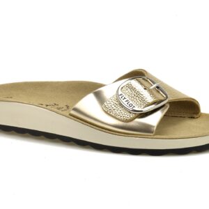 Złote skórzane klapki damskie FLY FLOT 77G65ZC