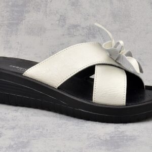 Białe klapki damskie na koturnie Sergio Leone KL705