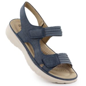 Sandały damskie na platformie komfortowe granatowe eVento 8874
