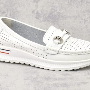 Białe skórzane półbuty Vinceza 95331