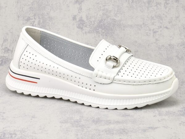 Białe skórzane półbuty Vinceza 95331