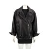 CEL450B - Damska ramoneska oversize z czarnej skóry owczej DORJAN