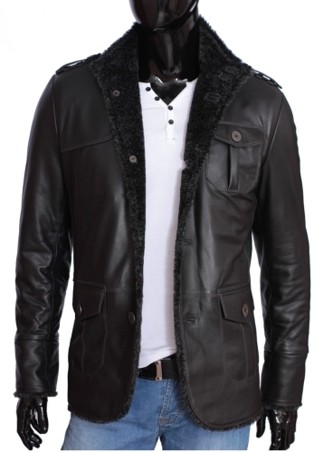 b2d87cec27228f051a4fb7749ab4551d4970ba43 ELV950_2 - Kurtka skórzana męska z czarnym kożuchem eko DORJAN