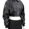 OTI450 - Czarna bomberka skórzana damska ze ściągaczami DORJAN