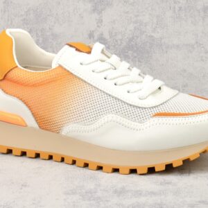 Biało-pomarańczowe skórzane półbuty Vinceza 66775