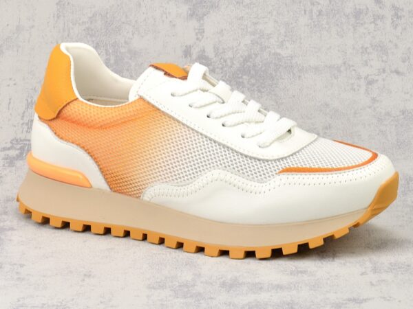 Biało-pomarańczowe skórzane półbuty Vinceza 66775