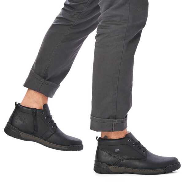 Skórzane wodoodporne trzewiki buty męskie ocieplane czarne Rieker B0347-00