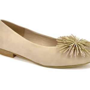Beżowe Baleriny KARINO 4953/001-P beż welur