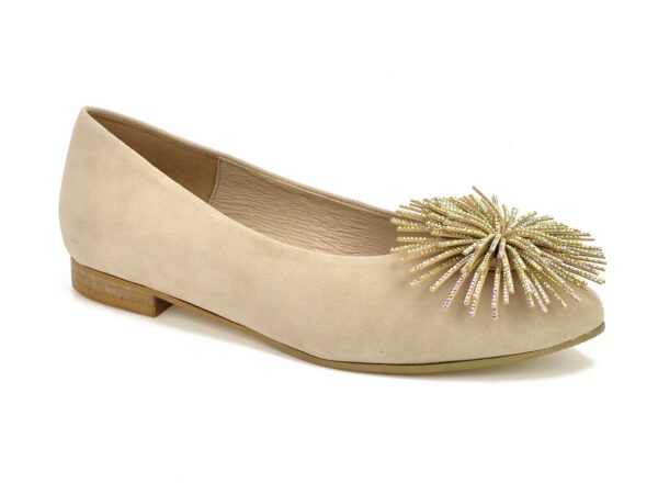 Beżowe Baleriny KARINO 4953/001-P beż welur