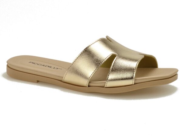 Złote klapki damskie na płaskim obcasie PICCADILLY 418083-8