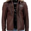 RAD126 - kurtka pilotka skórzana z brązowej skóry naturalnej DORJAN