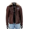 RAD126 - kurtka pilotka skórzana z brązowej skóry naturalnej DORJAN