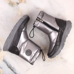 Wodoodporne śniegowce dziewczęce z membraną srebrne Kornecki 6916