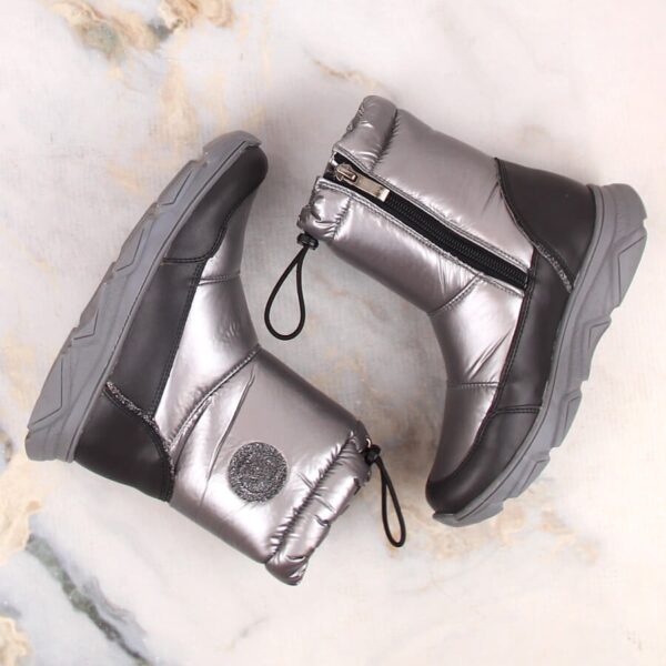 Wodoodporne śniegowce dziewczęce z membraną srebrne Kornecki 6916