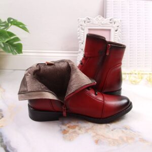 Botki damskie z ozdobami ocieplane czerwone Jezzi ASA62-16