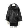 AID951 - Czarna damska kurtka skórzana oversize ze skóry naturalnej DORJAN