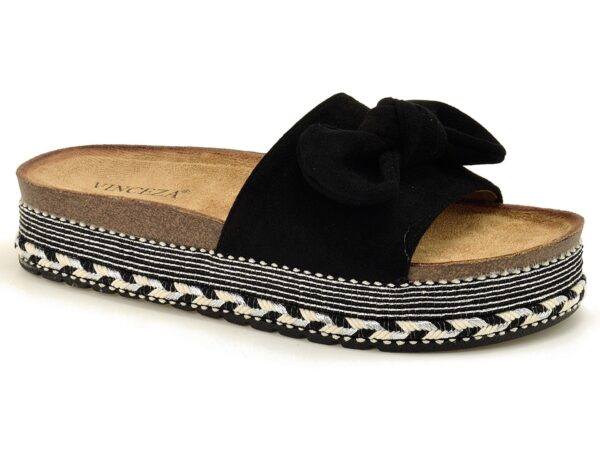 Czarne klapki damskie na platformie Vinceza 16495