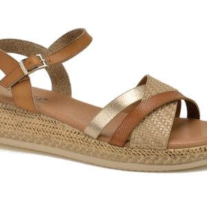 Beżowe sandały damskie na koturnie Vinceza 58467