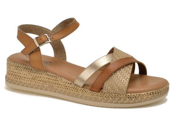 Beżowe sandały damskie na koturnie Vinceza 58467