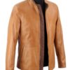 OUT105 - M - Lekka męska kurtka skórzana kolorze camelowym DORJAN Outlet