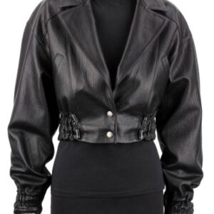 GLA951 - Elegancka kurtka skórzana damska w luźnym kroju oversize DORJAN