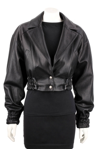 GLA951 - Elegancka kurtka skórzana damska w luźnym kroju oversize DORJAN