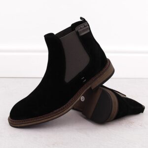 Skórzane sztyblety męskie czarne Big Star OO174154