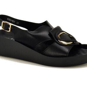 Czarne skórzane sandały damskie S.Barski KV51-031