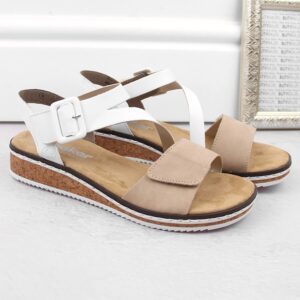 Komfortowe sandały damskie na rzepy kombi Rieker V3660-60