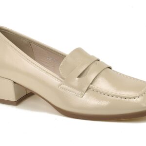 Beżowe lakierowane półbuty na obcasie Sergio Leone PB238