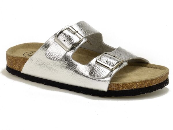 Srebrne skórzane klapki damskie Filippo DK7062