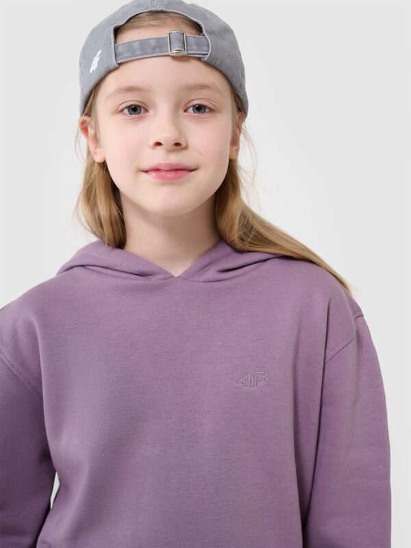 4F Bluza dresowa nierozpinana z kapturem dziewczęca - fioletowa 122 (6-7 lat)