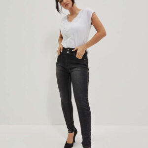 Jeansy skinny z podwójnym guzikiem grafitowe