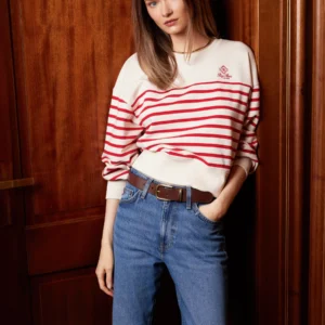 Bluza damska bawełniana w paski kremowa Rosa 103